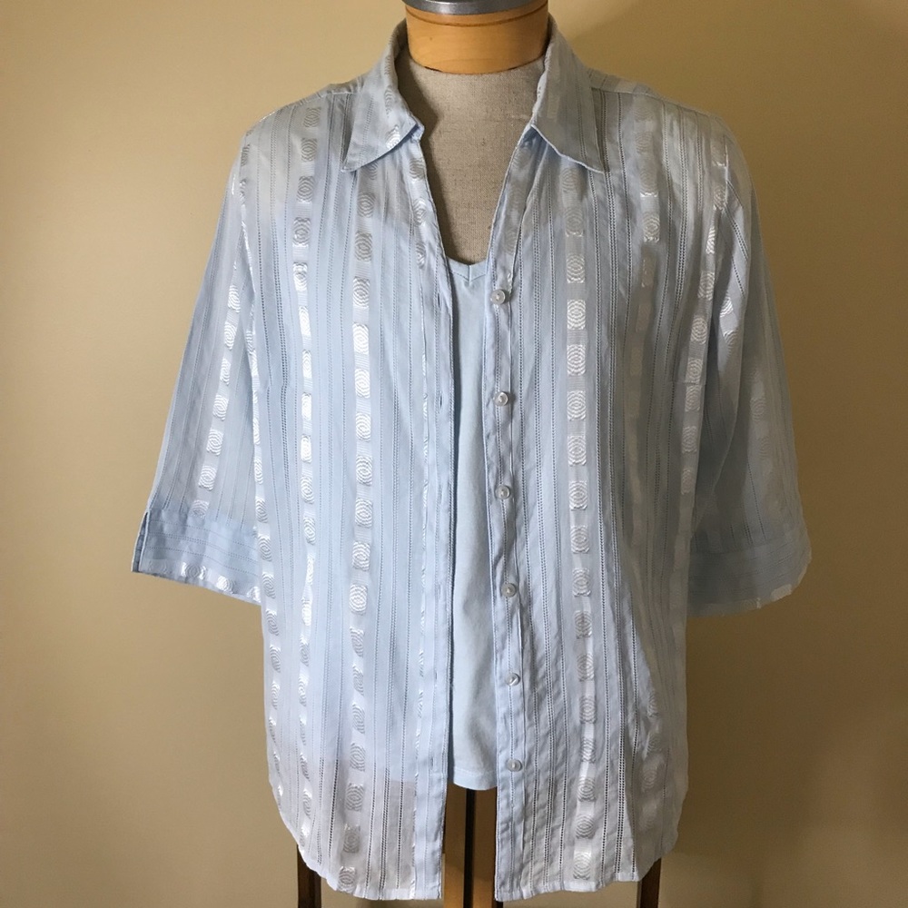 Pale Blue Button Down Shirt w Matching Tank